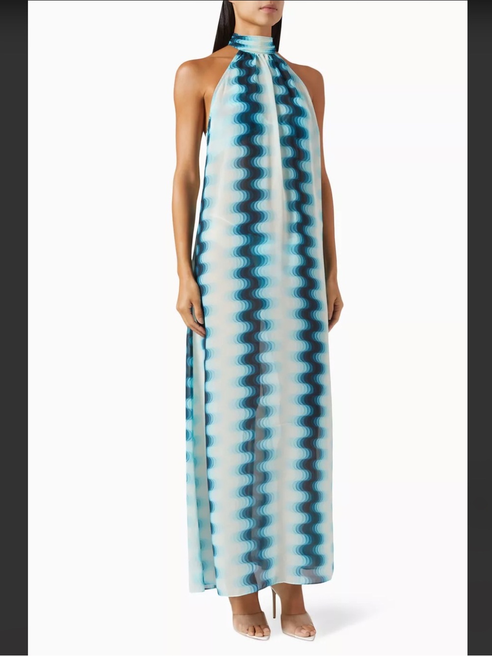NWOT Devon Windsor Abigail Halter Maxi Dress in Aqua Blue - Picture 3 of 10